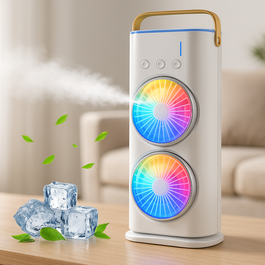 Portable Mini Air Cooler with Dual Mist & Remote Control