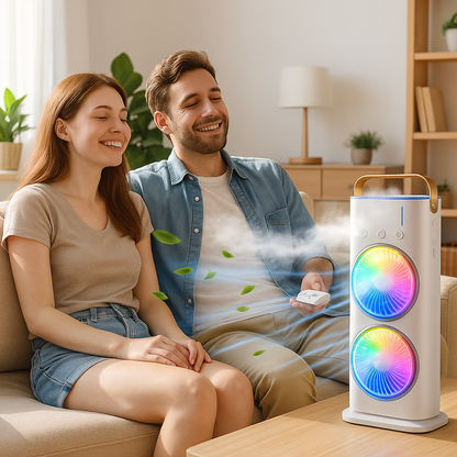 Portable Mini Air Cooler with Dual Mist & Remote Control