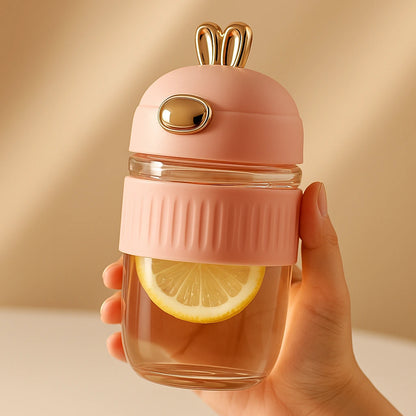 Rabbit Glass Sipper – Cute & Stylish 2-Piece Glass Combo Set