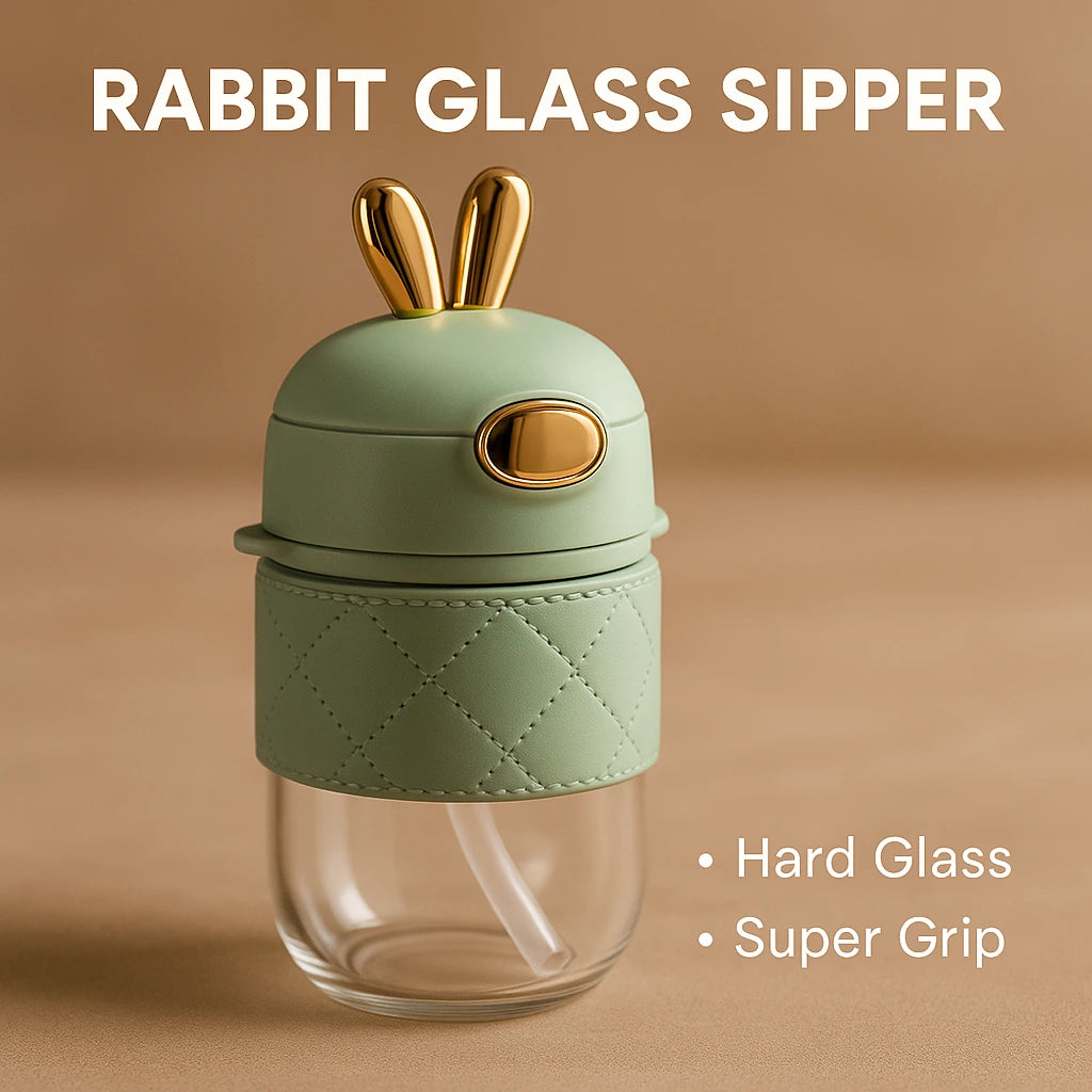 Rabbit Glass Sipper – Cute & Stylish 2-Piece Glass Combo Set