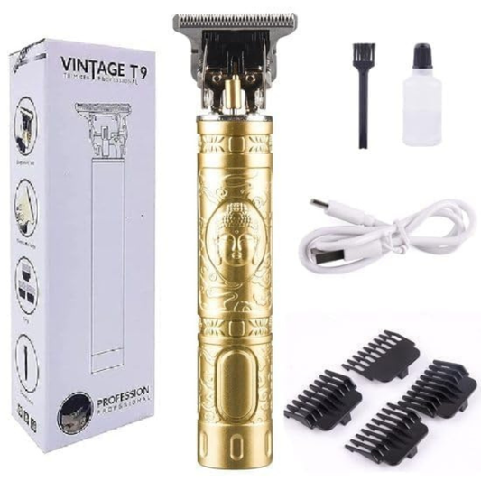 Professional Cordless Hair Trimmer for Men – Dragon Style T-Blade Grooming Kit (Gold)