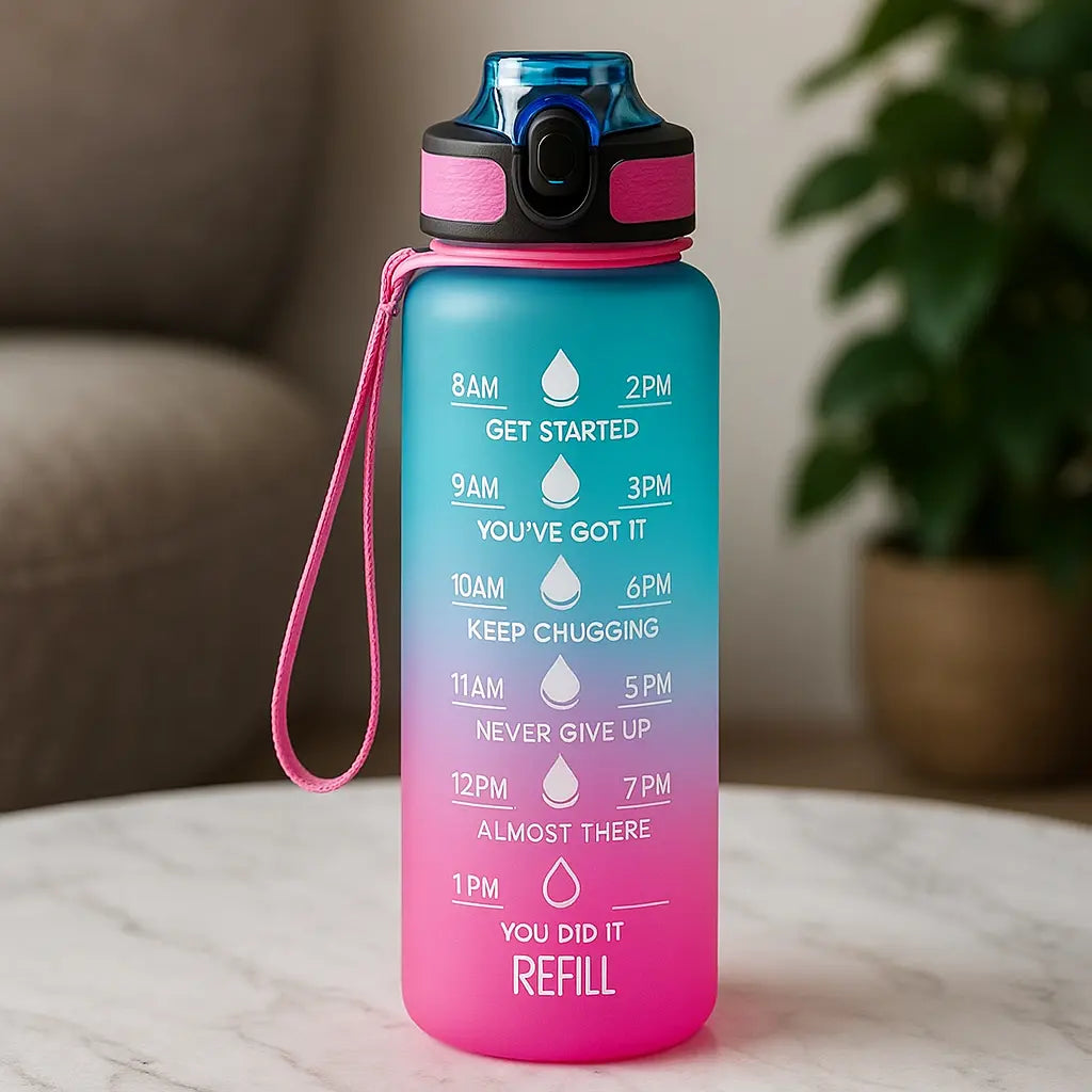 Motivational 1 Litre Water Bottle – Time Marked & Portable Hydration Companion