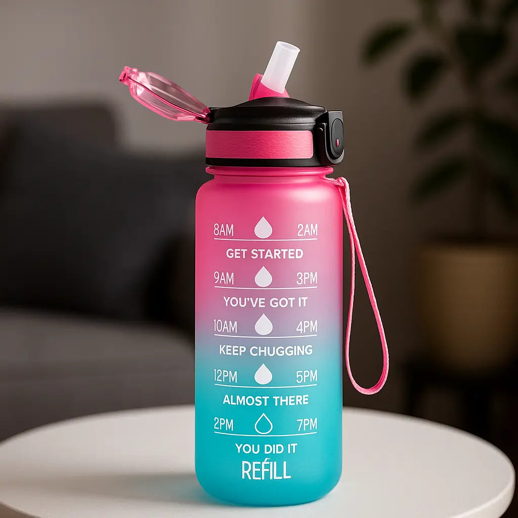 Motivational 1 Litre Water Bottle – Time Marked & Portable Hydration Companion