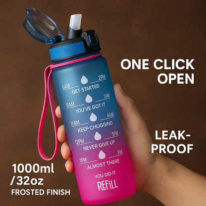 Motivational 1 Litre Water Bottle – Time Marked & Portable Hydration Companion