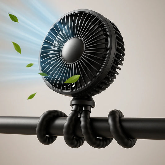 Multi-Use Stroller Cooling Fan – Flexible, Rechargeable & Baby-Safe Breeze