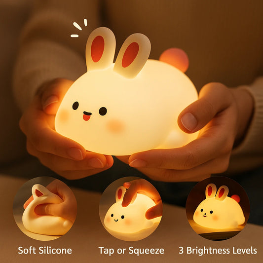 Rabbit Touch Lamp – Soft Silicone Night Light with Color Changing Glow