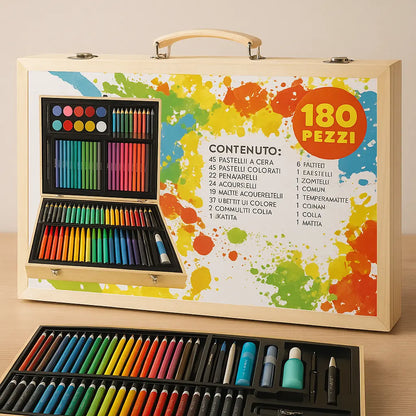 180-Piece Wooden Color Kit – Deluxe Art Set for Kids & Artists