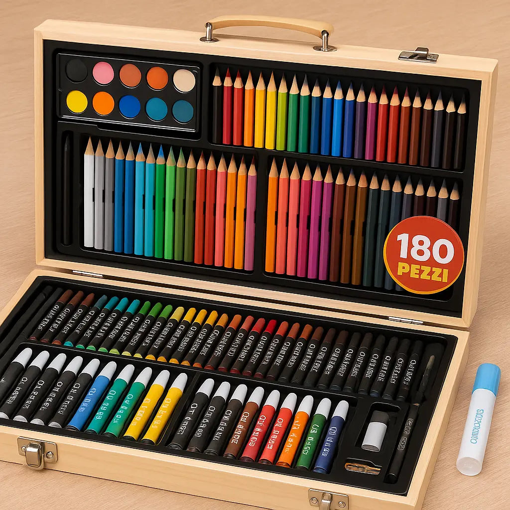 180-Piece Wooden Color Kit – Deluxe Art Set for Kids & Artists